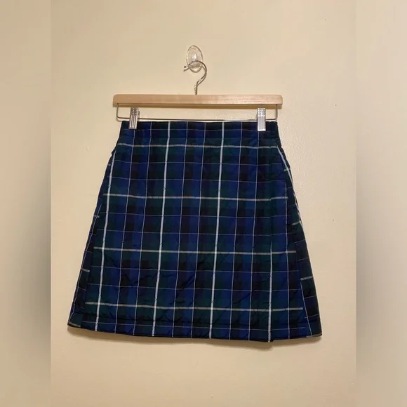 Uniqlo Blue and Green Plaid Mini Wrap Skirt. Size S - Picture 1 of 8